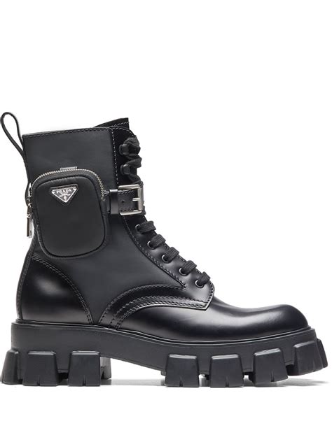 prada women's winter boots|prada ankle pouch combat boots.